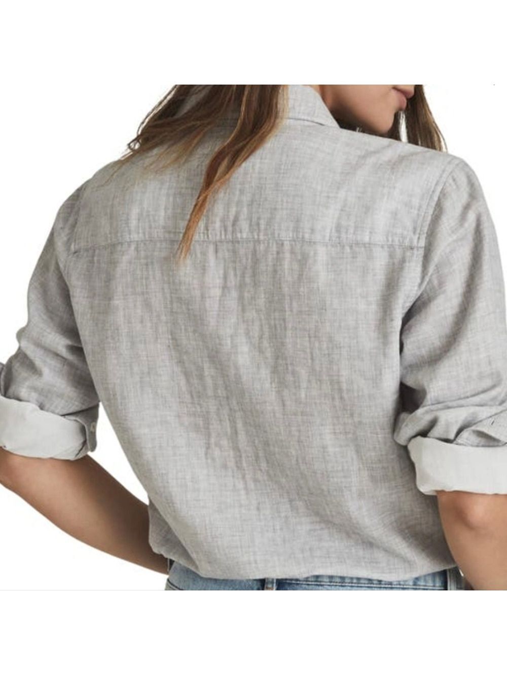 REISS grey Mimi casual button down long sleeve shirt size 14 - Picture 10 of 10